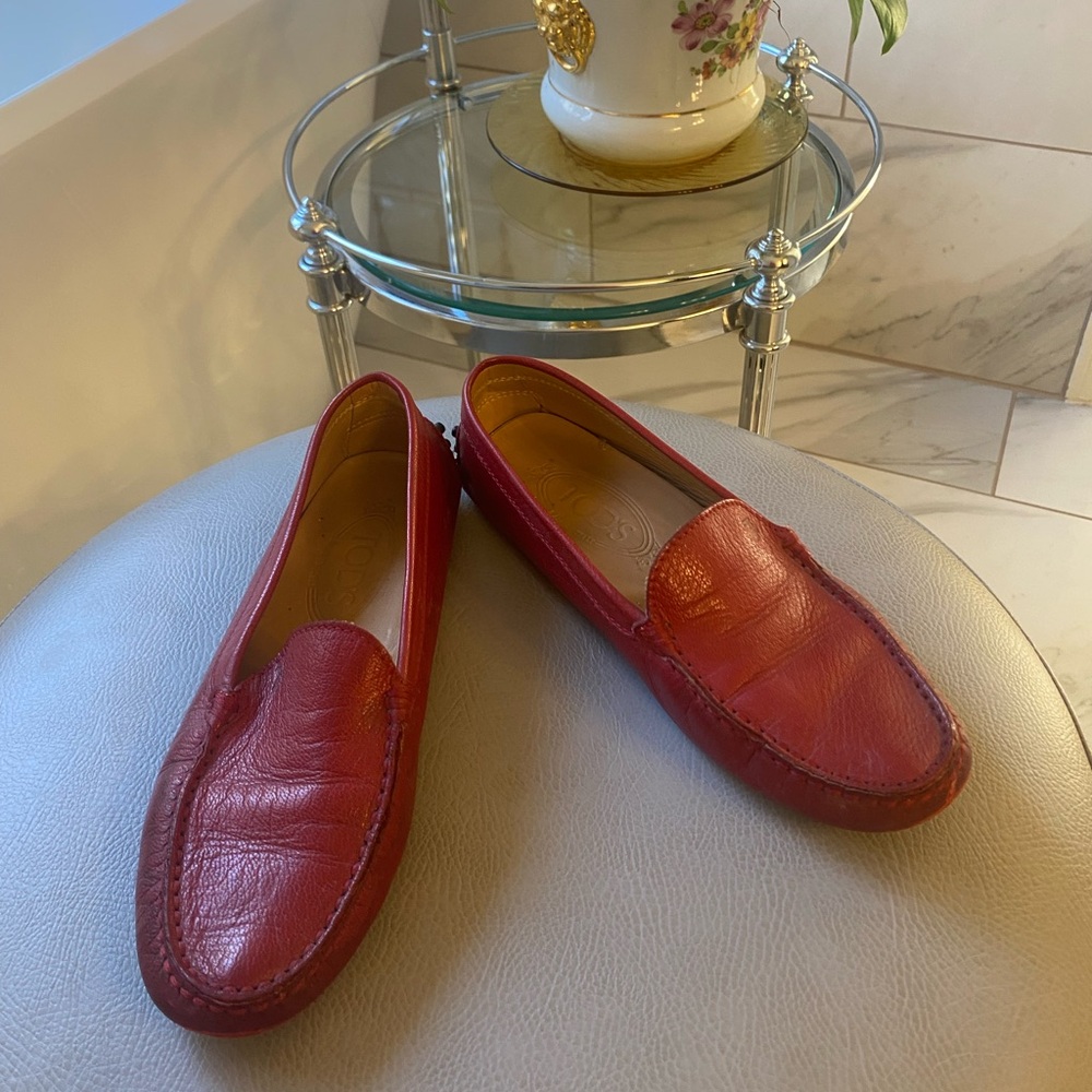 Tod’s Red Driving Moccasins Loafers 6